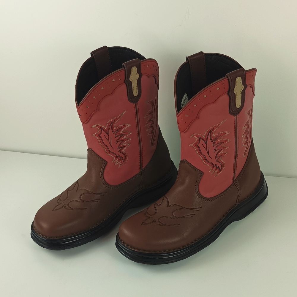 Double H Cowboy Boots - Brown and Pink Redsizr 8M - Picture 2 of 5
